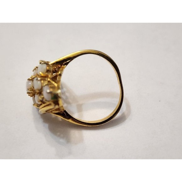 Faux Opal Cubic Zirconia CZ Gold Plated Cocktail Ring Sz 7 - Picture 7 of 7
